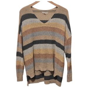 Knox Rose V-Neck Striped Knit Pullover Sweater Size 1X